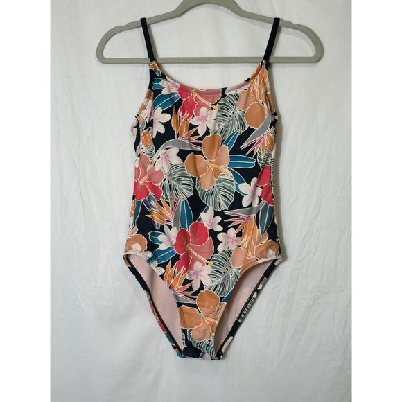Hurley Women's Hawaiian Tropical One Piece Bathing Suit Cage Back Design Size S - Picture 1 of 5